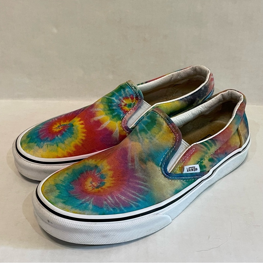 Vans Off The Wall Rainbow Tie Dye Classic Slip-On Shoes Sneakers Men 6 Women 7.5